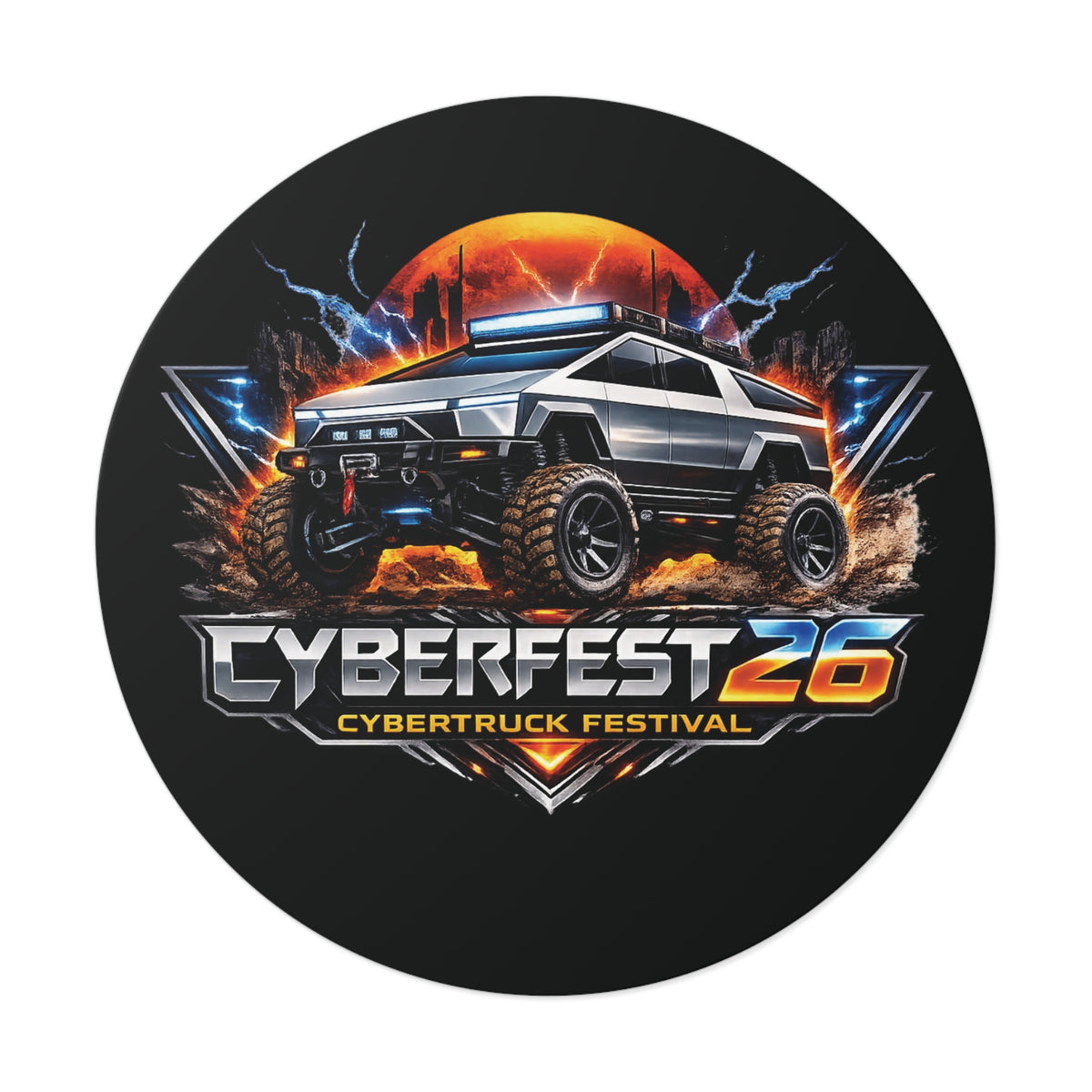 CYBERFEST '26 Round Vinyl Sticker — Official CyberFest Merch by SmokehBear – 2" × 2", lifestyle view 2