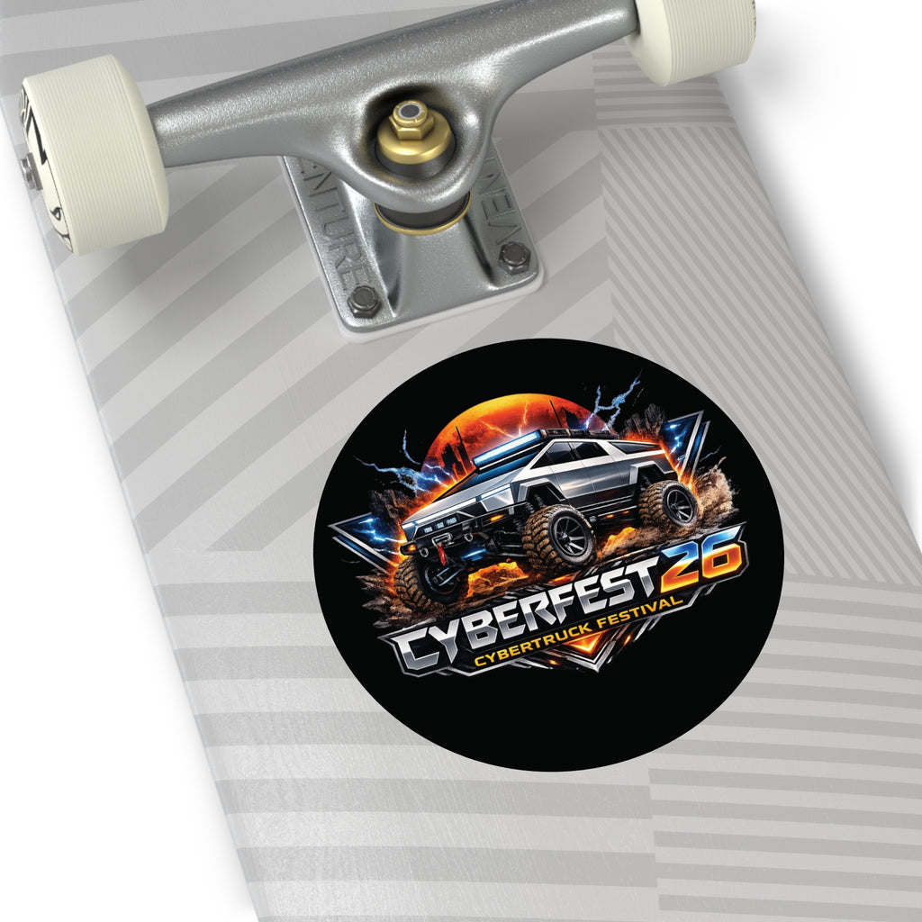 CYBERFEST '26 Round Vinyl Sticker — Official CyberFest Merch by SmokehBear – 6" × 6", front view
