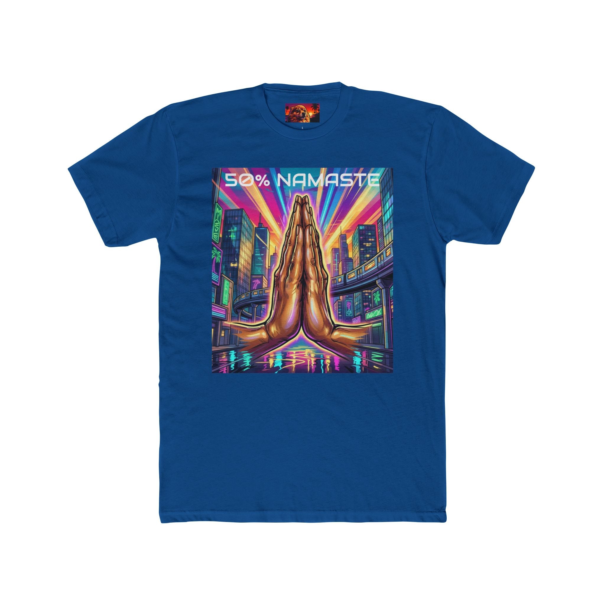 Namaste/Middle Finger Tee — "50% Namaste / 50% FAHK Off" Urban Yoga Tee
