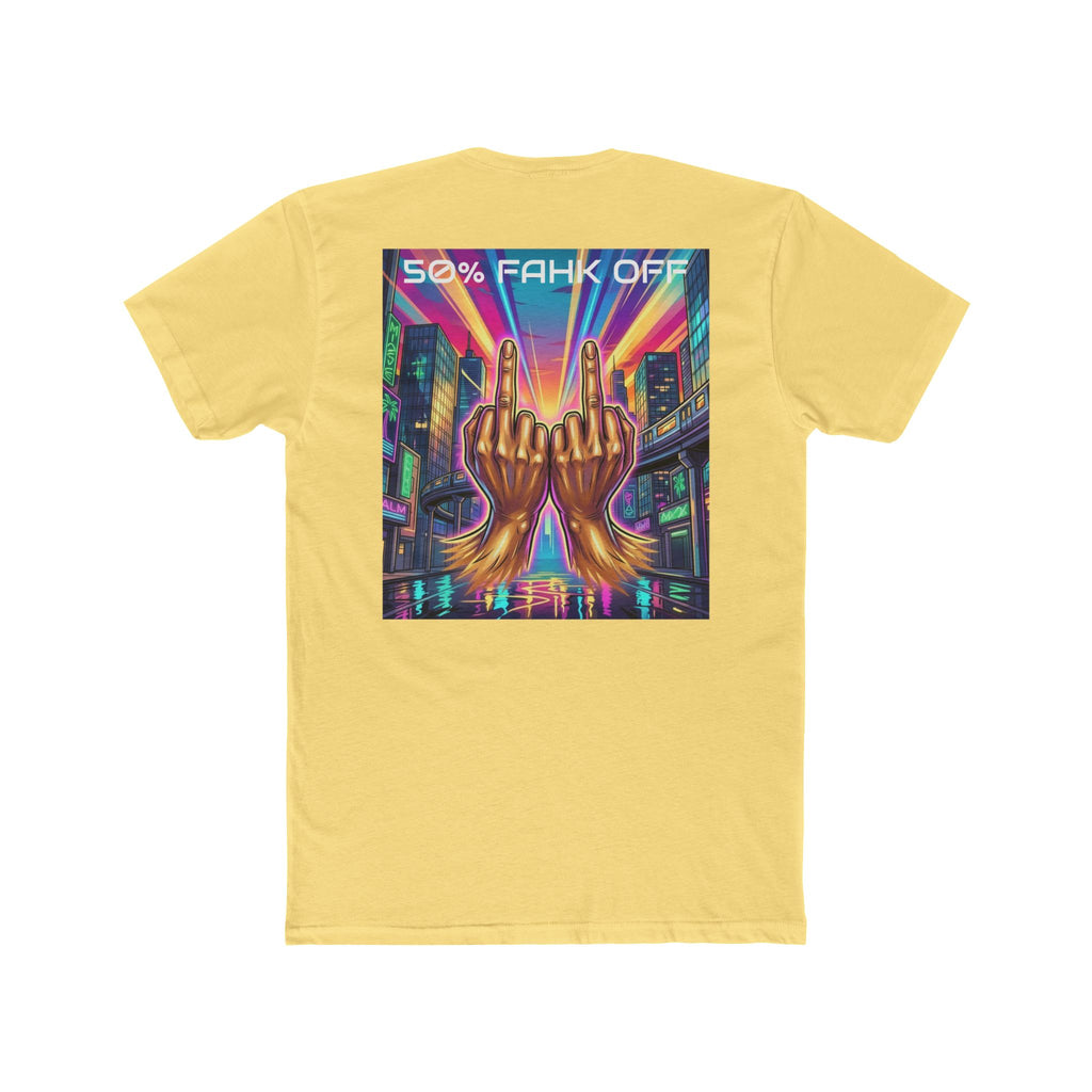 Namaste/Middle Finger Tee — "50% Namaste / 50% FAHK Off" Urban Yoga Tee