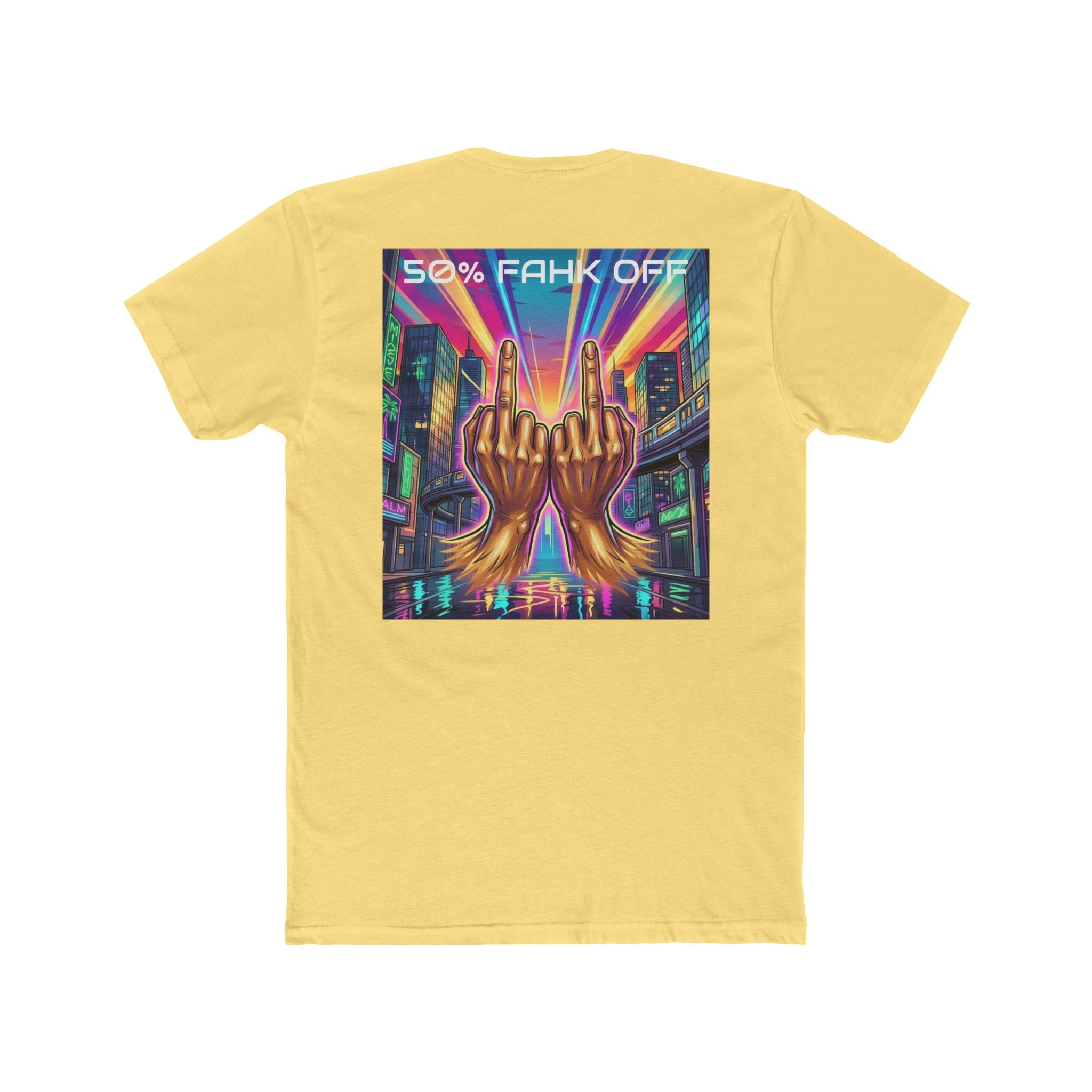 Namaste/Middle Finger Tee — "50% Namaste / 50% FAHK Off" Urban Yoga Tee