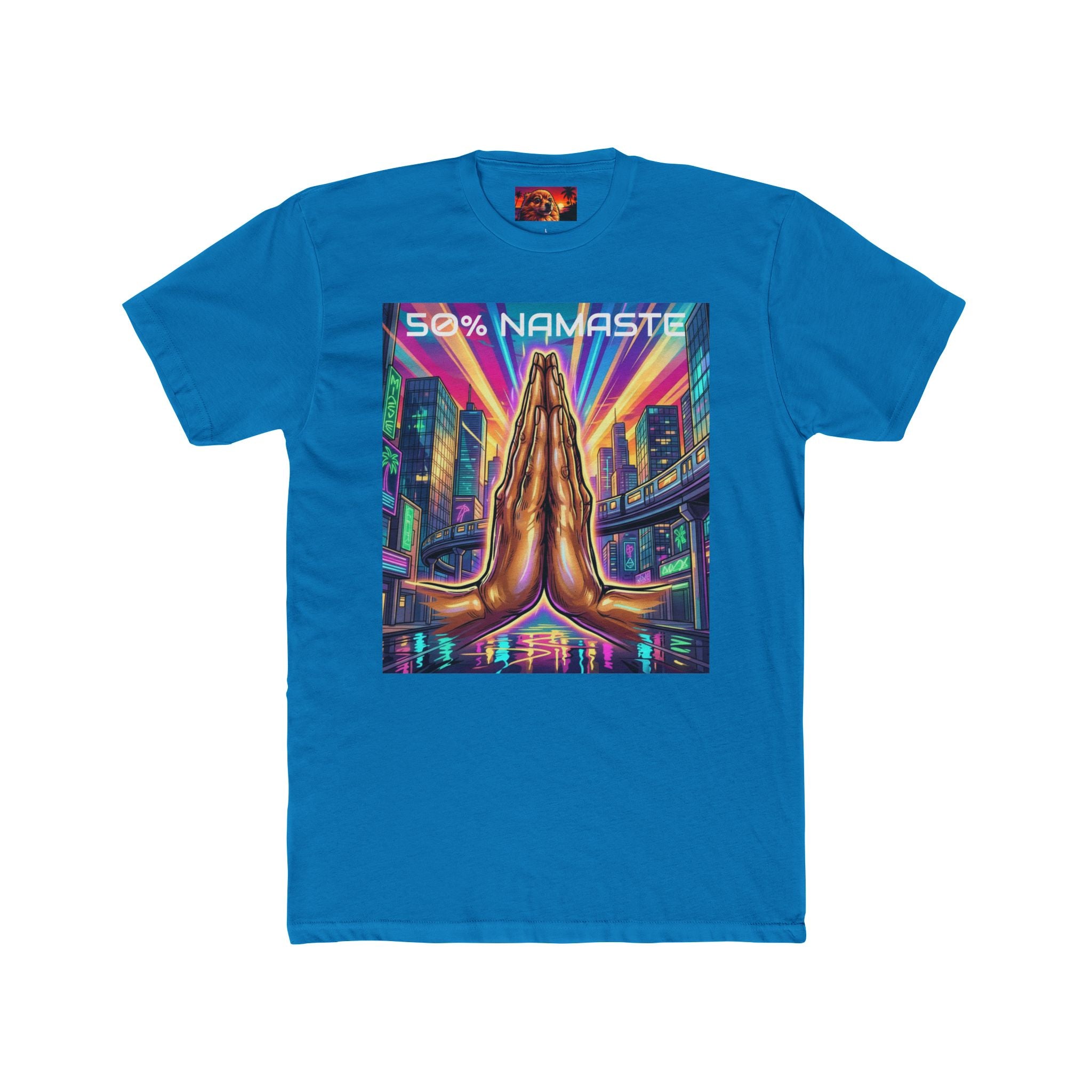 Namaste/Middle Finger Tee — "50% Namaste / 50% FAHK Off" Urban Yoga Tee
