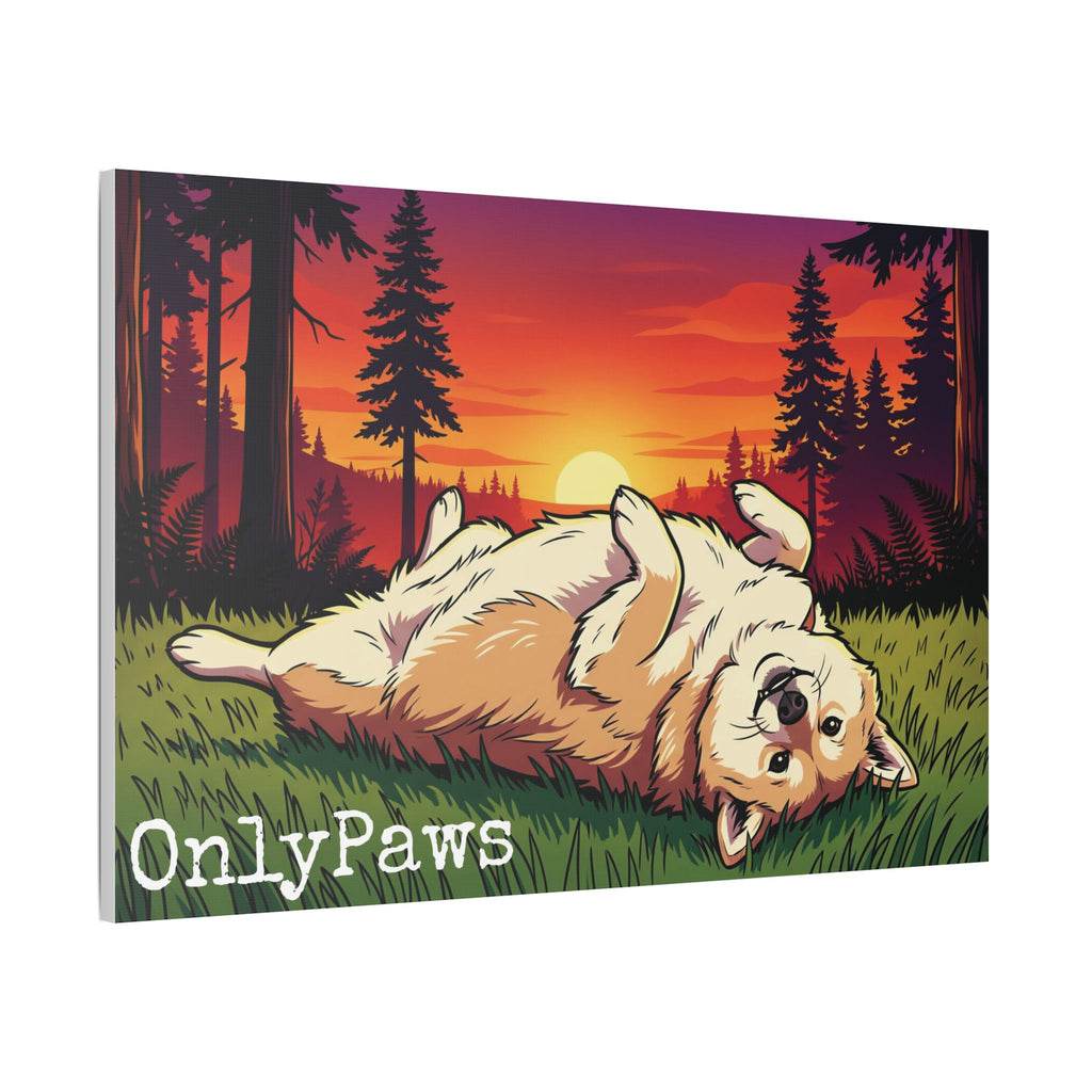 Cory the Corgi OnlyPaws Sunset Canvas Print — Stretched Satin Wall Art