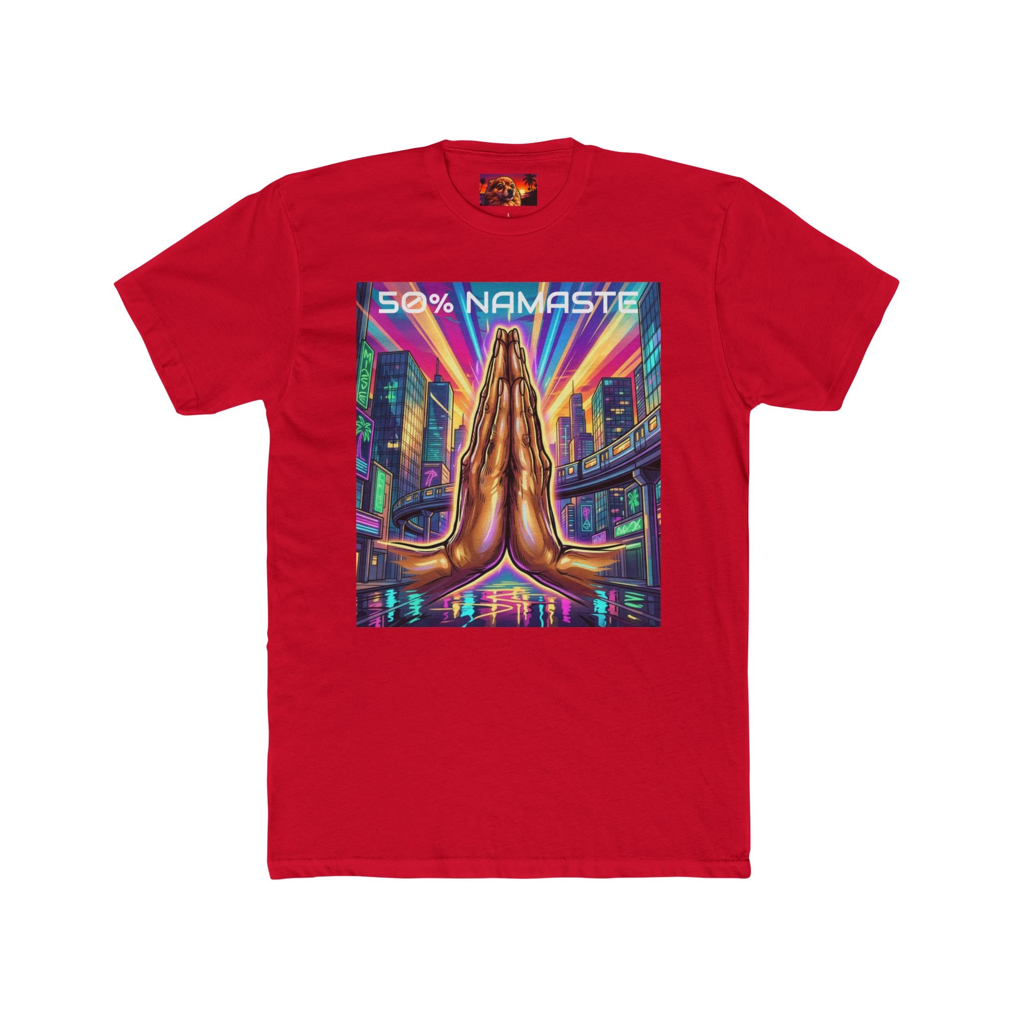 Namaste/Middle Finger Tee — "50% Namaste / 50% FAHK Off" Urban Yoga Tee