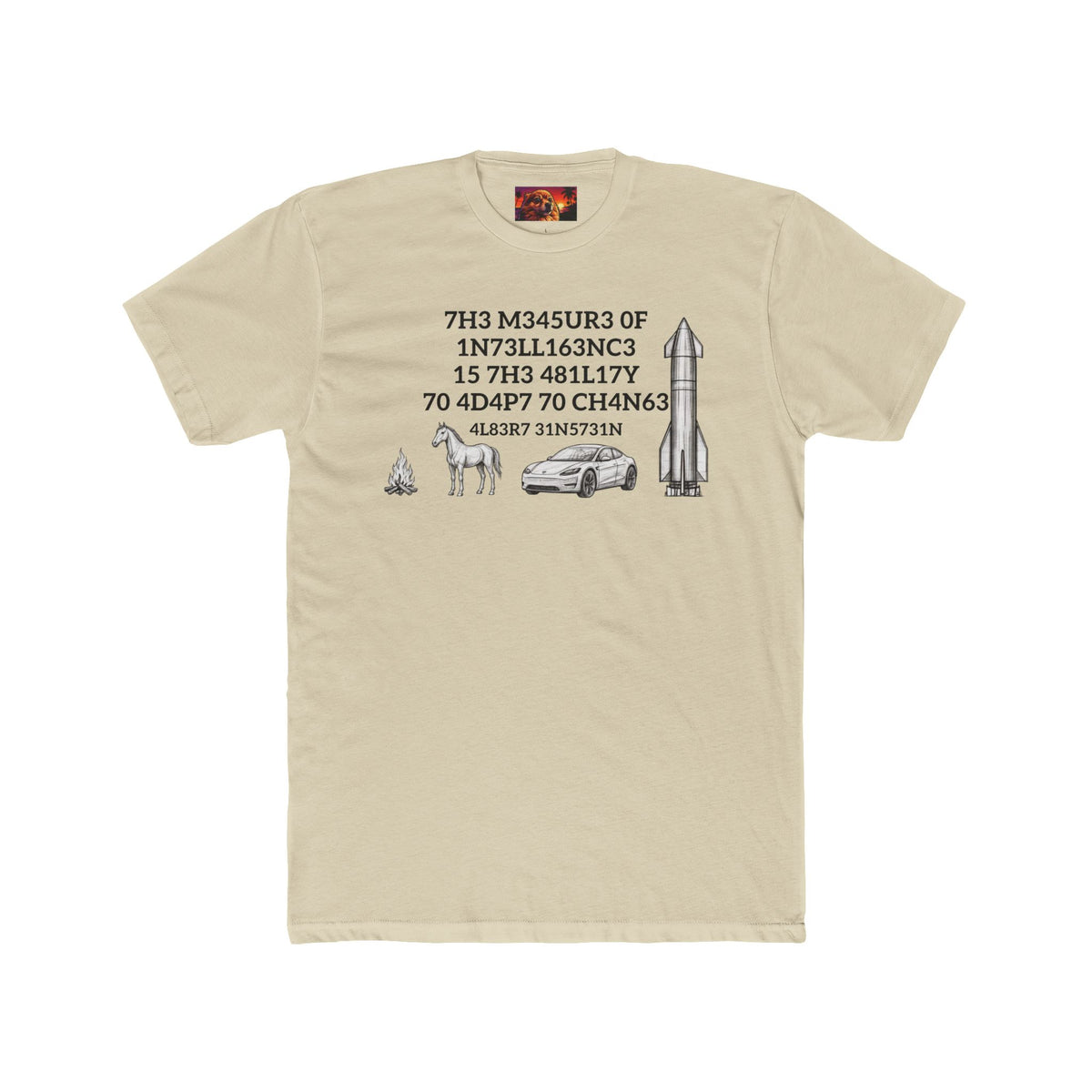Measure of Intelligence Tee by SmokehBear, Solid Cream front