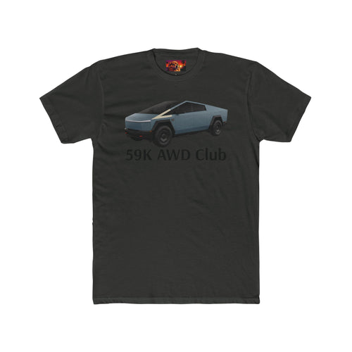Charcoal 59K AWD Club tee — Cybertruck graphic with 59K AWD Club text