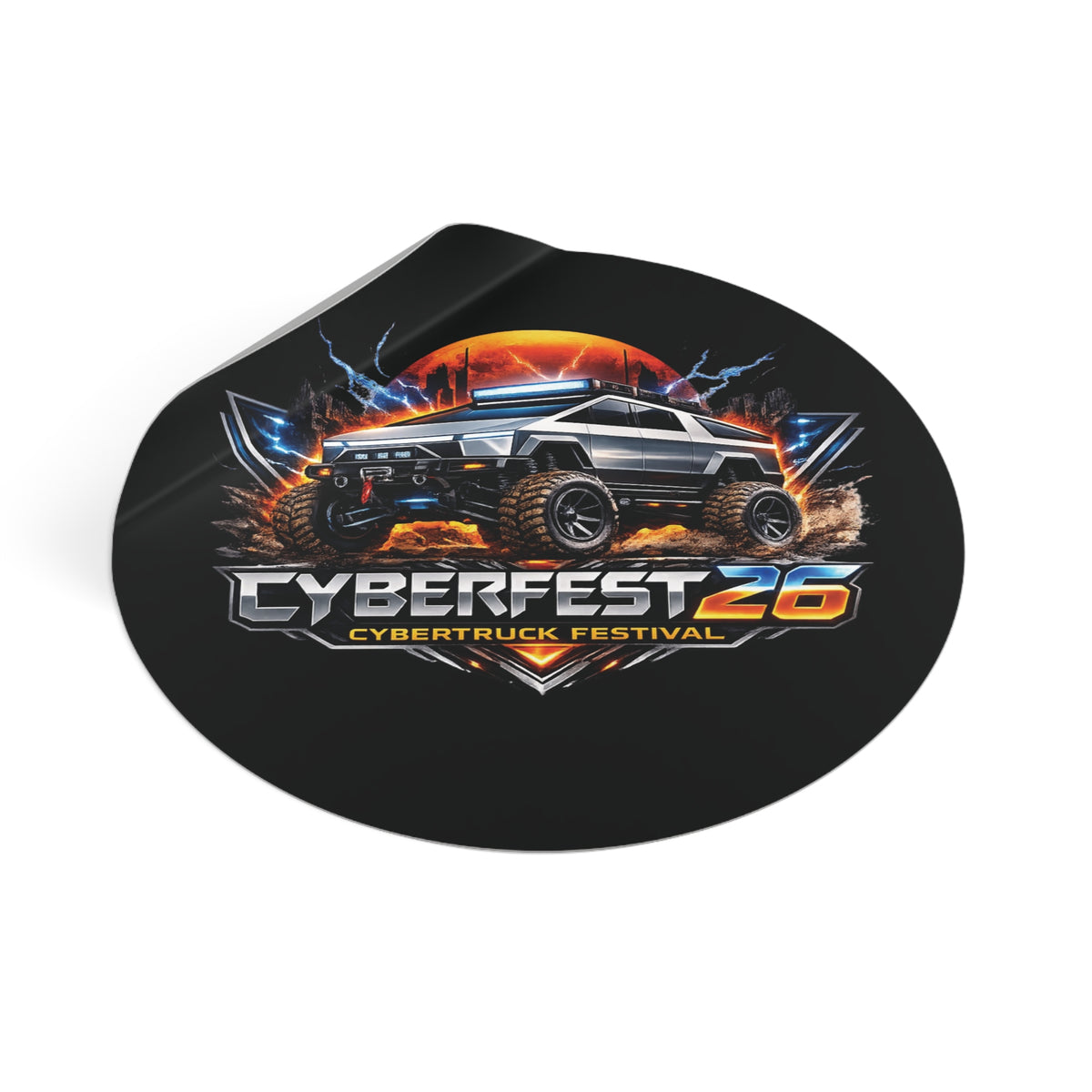 CYBERFEST '26 Round Vinyl Sticker — Official CyberFest Merch by SmokehBear – 4" × 4", front view