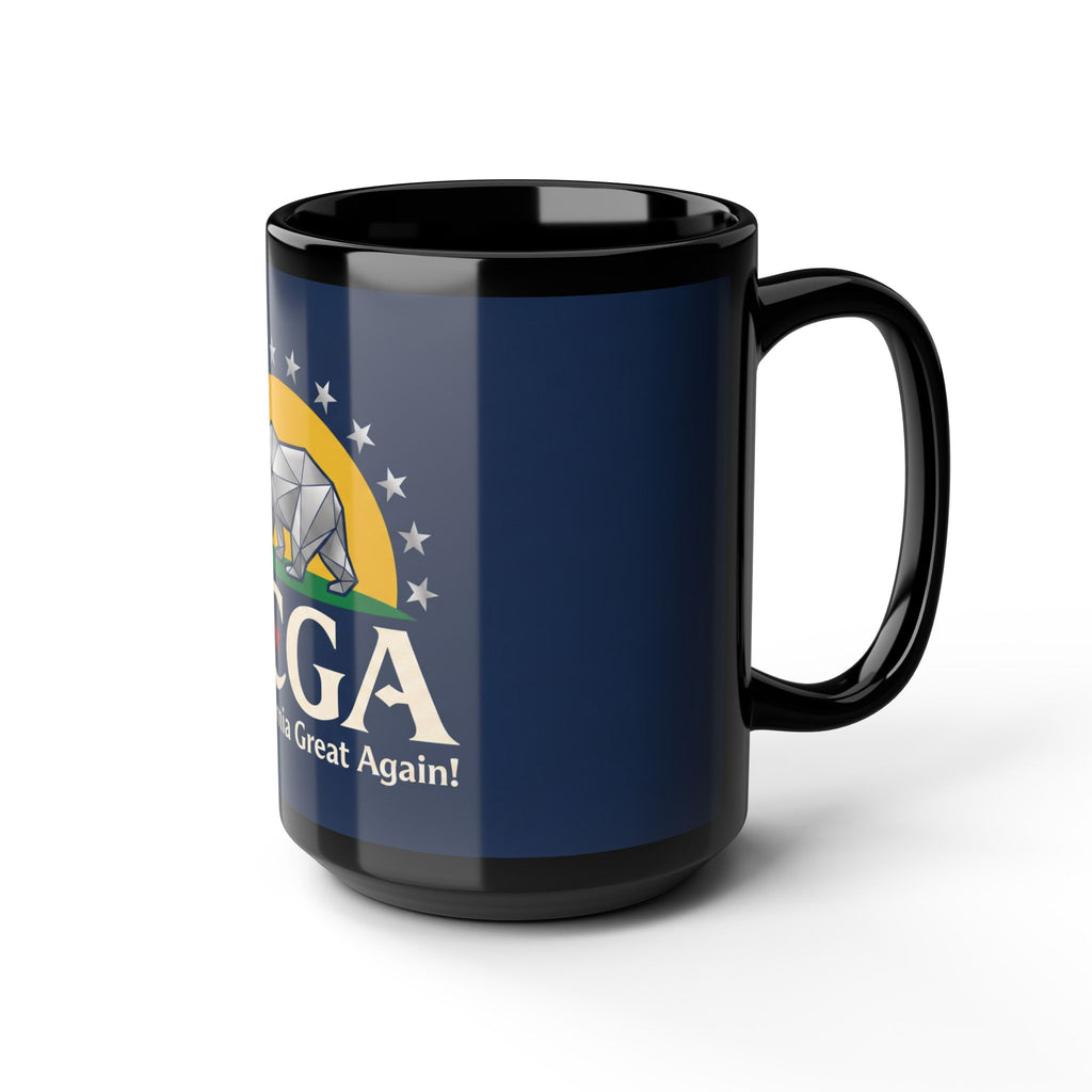 15oz Black Mug – MCGA "Make California Great Again" Geometric Bear Coffee Cup
