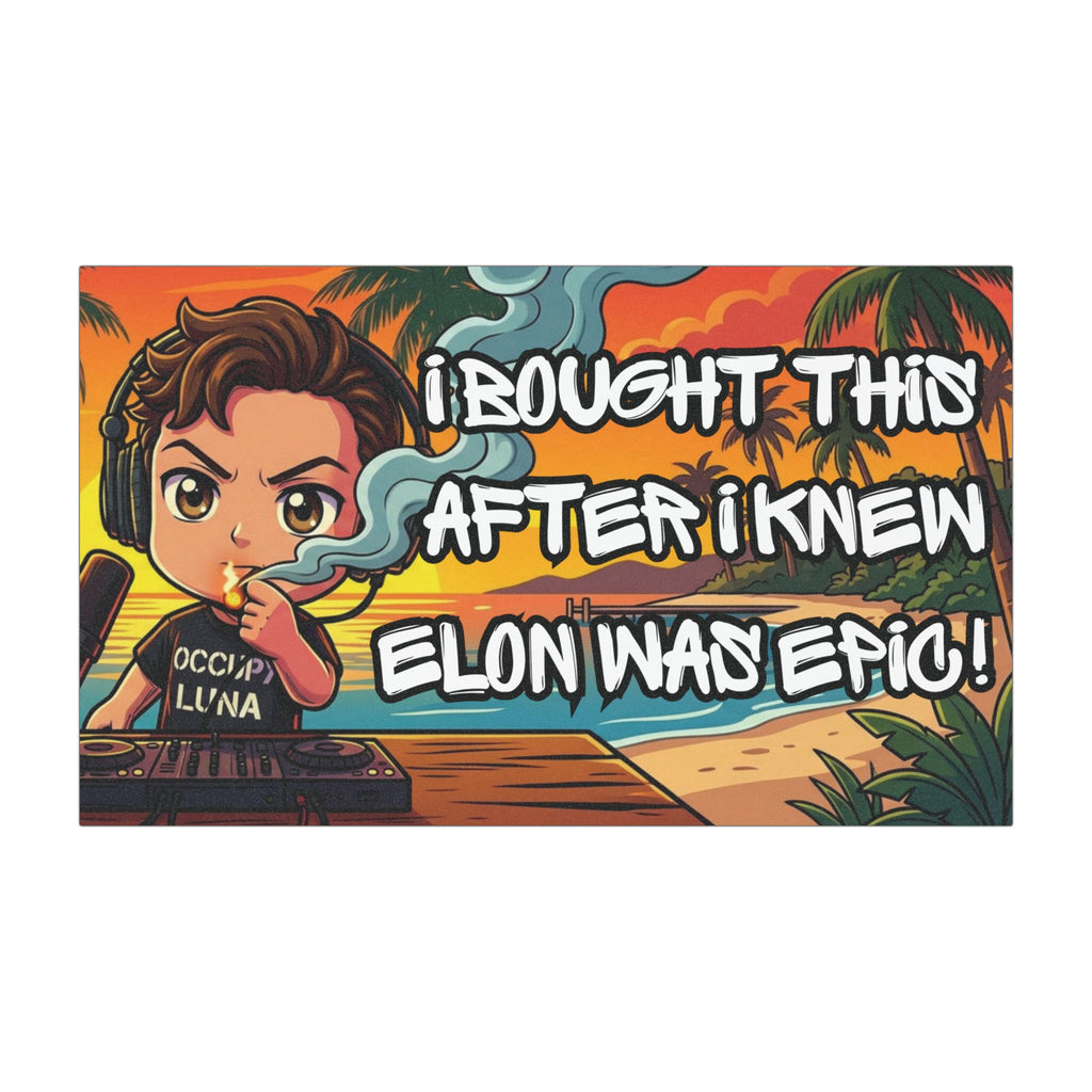 "I Bought This After I Knew Elon Was Epic" Car Magnet — Cartoon Elon Sunset Design