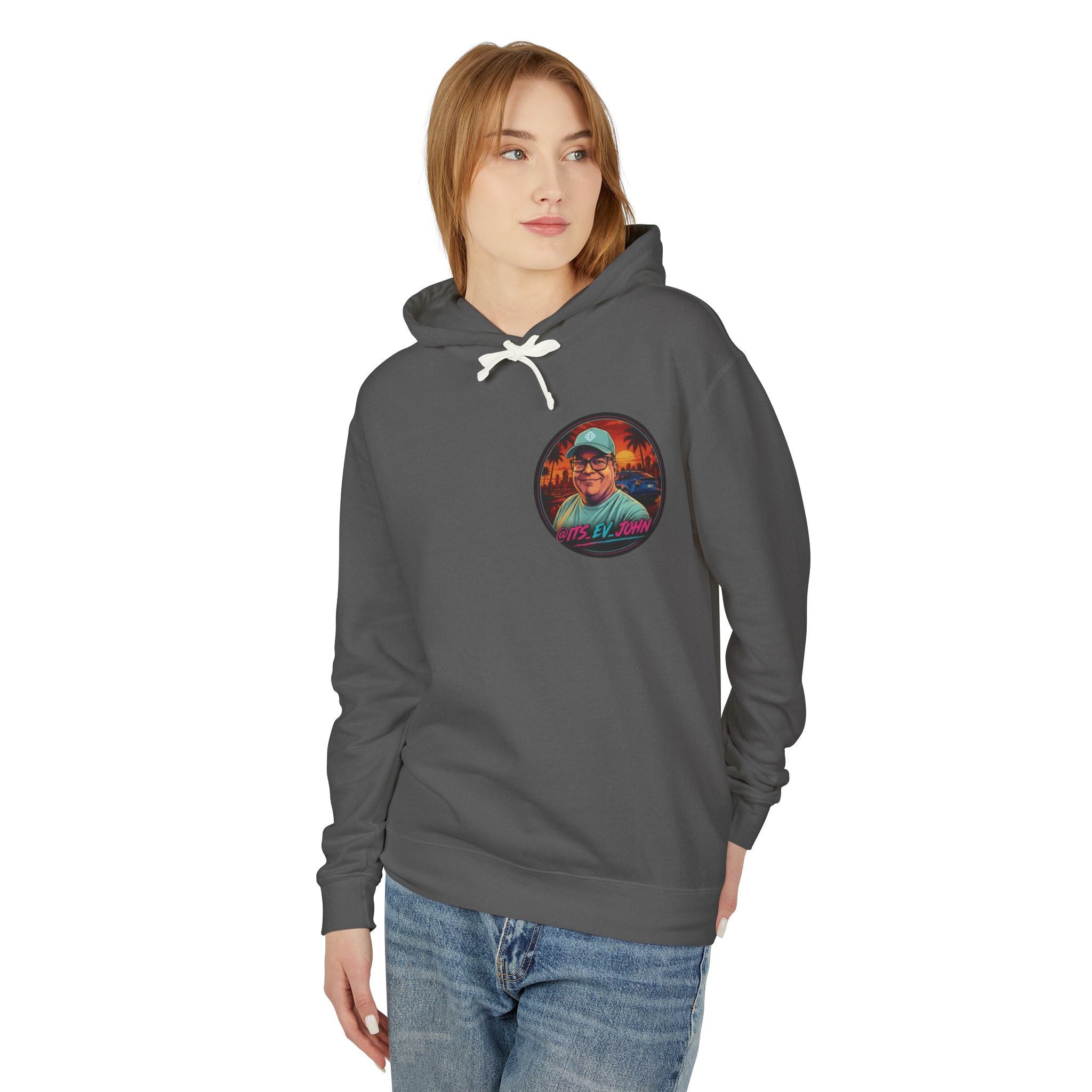 @Its_EV_John Hoodie — "Good Vibes. Full Charge."  Pullover (no pockets)