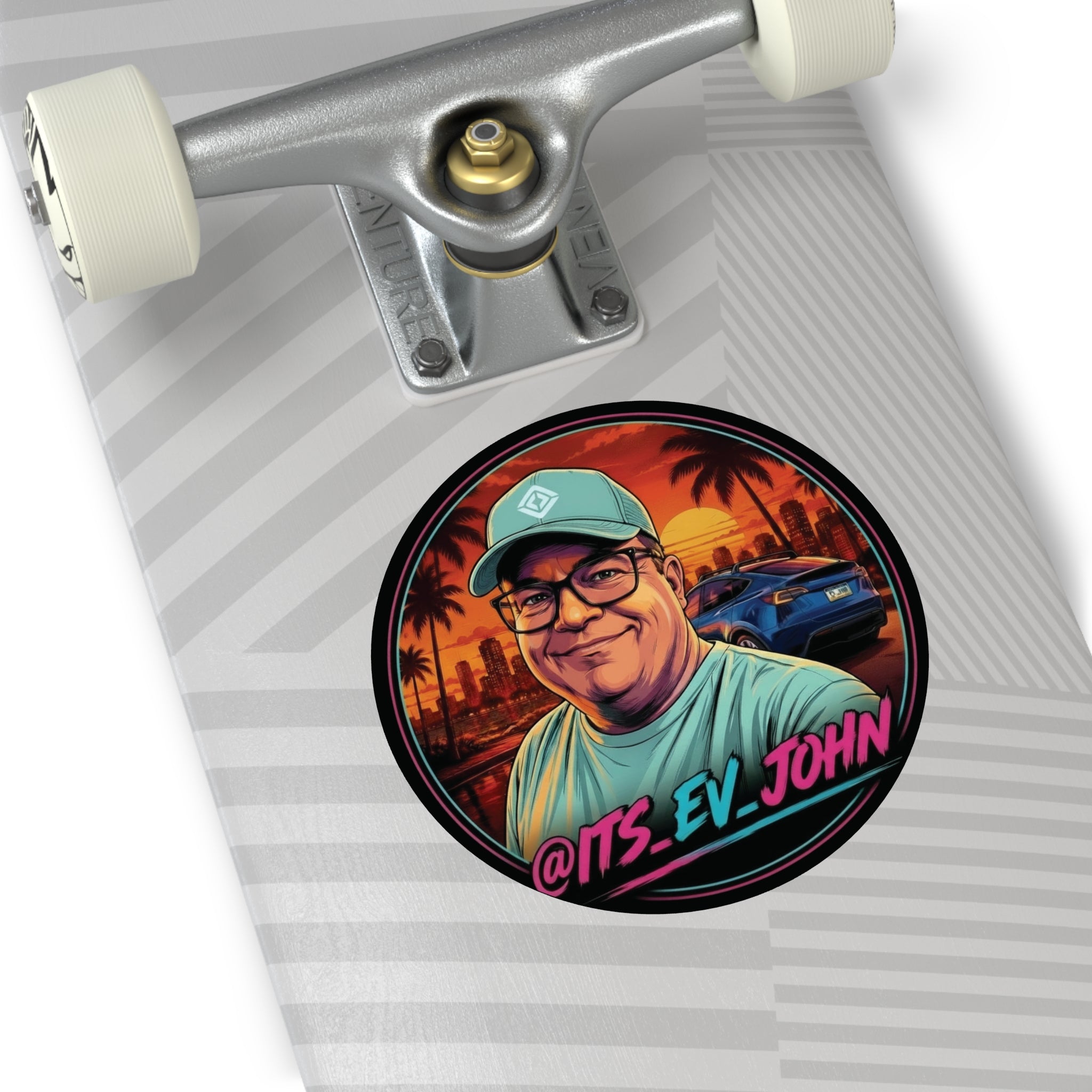Round Vinyl Sticker — "Its_EV_John"