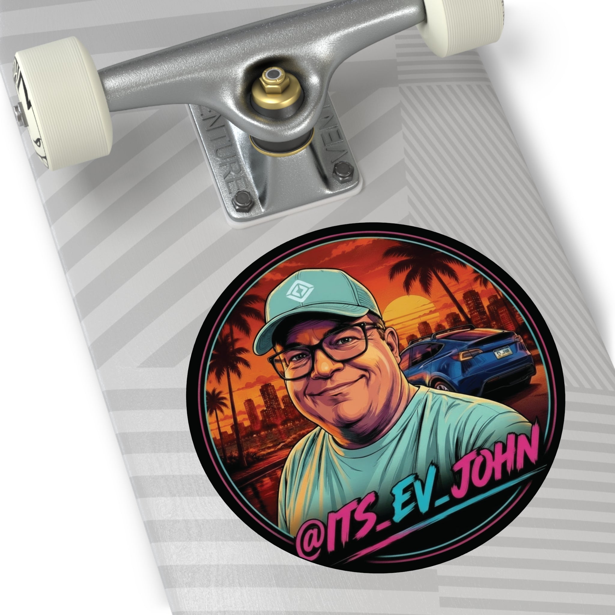 Round Vinyl Sticker — "Its_EV_John"