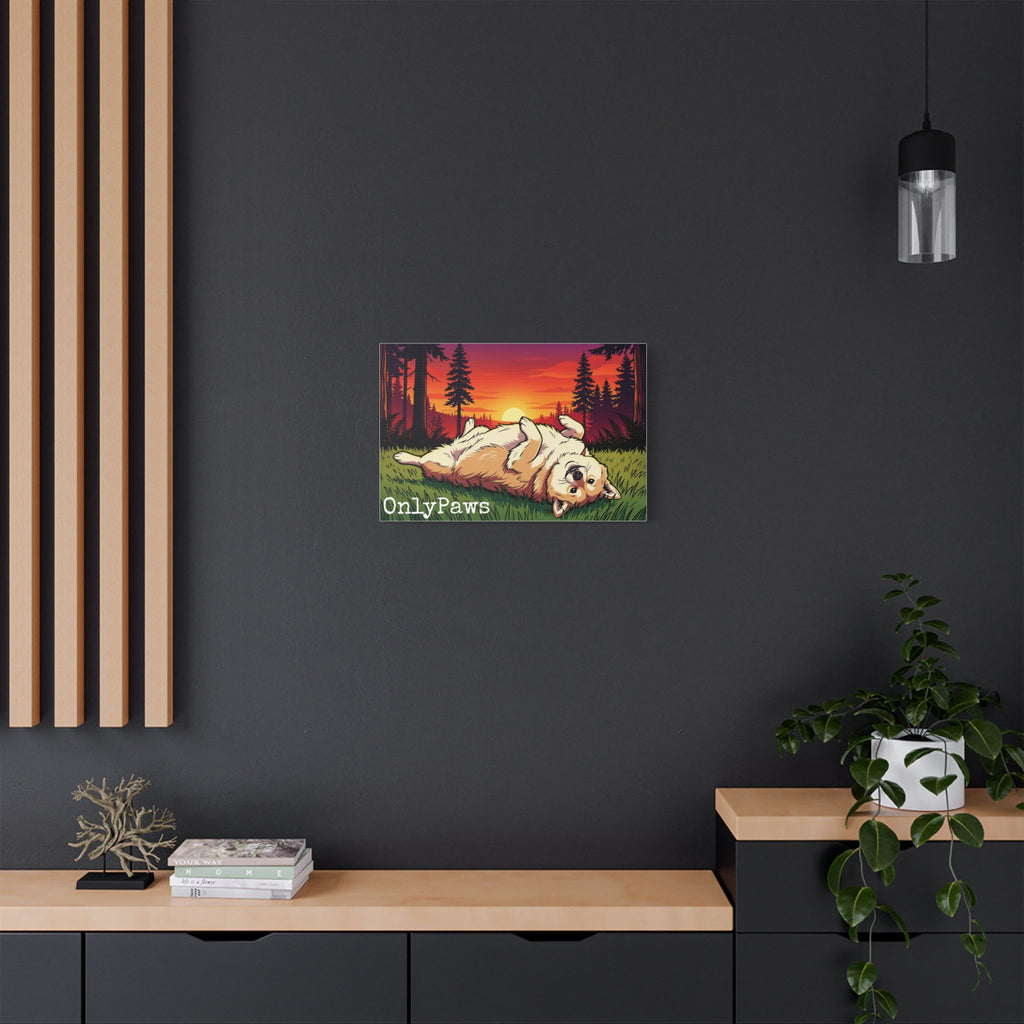 Cory the Corgi OnlyPaws Sunset Canvas Print — Stretched Satin Wall Art
