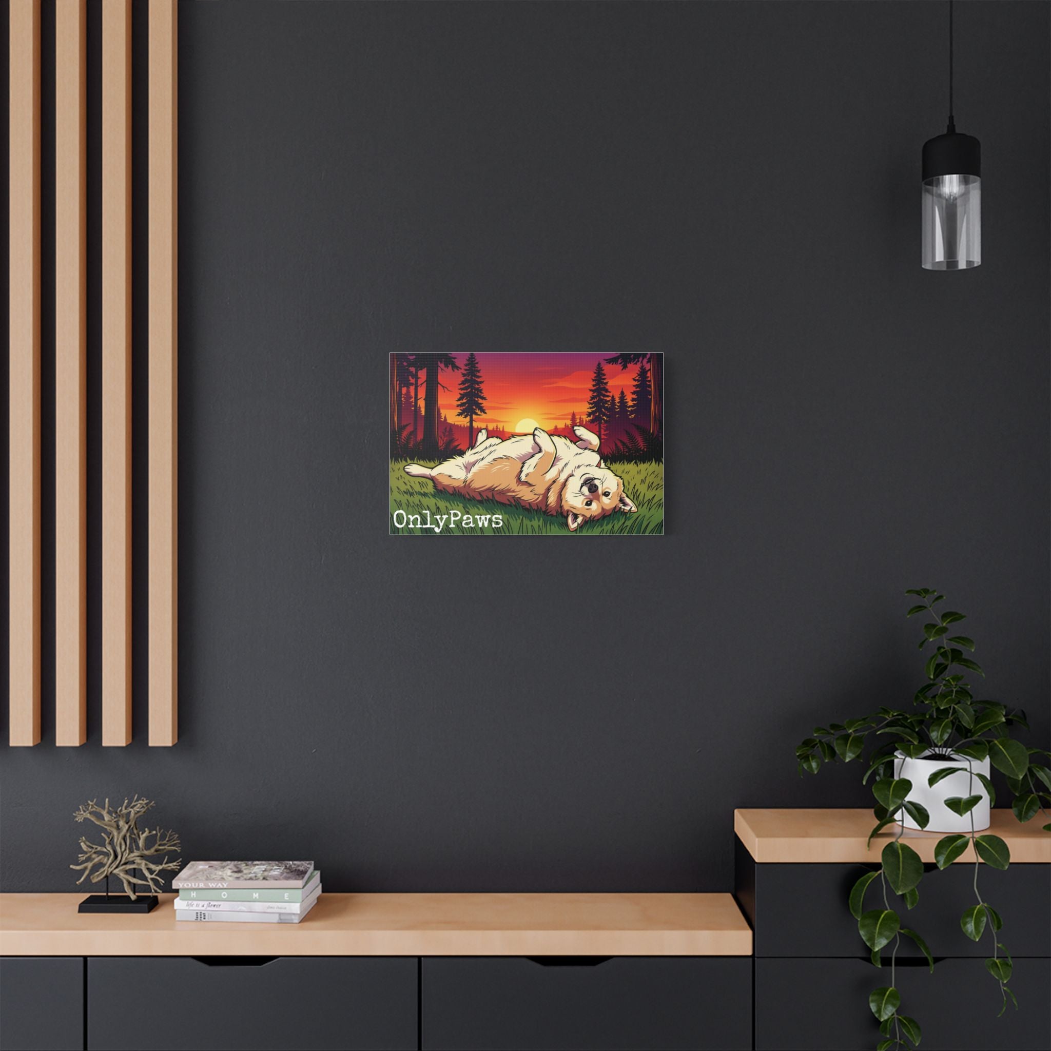 Cory the Corgi OnlyPaws Sunset Canvas Print — Stretched Satin Wall Art