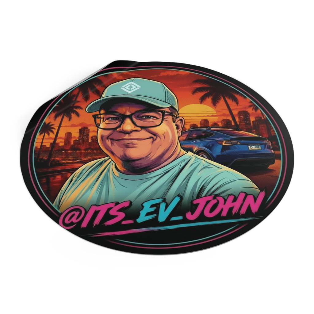 Round Vinyl Sticker — "Its_EV_John"