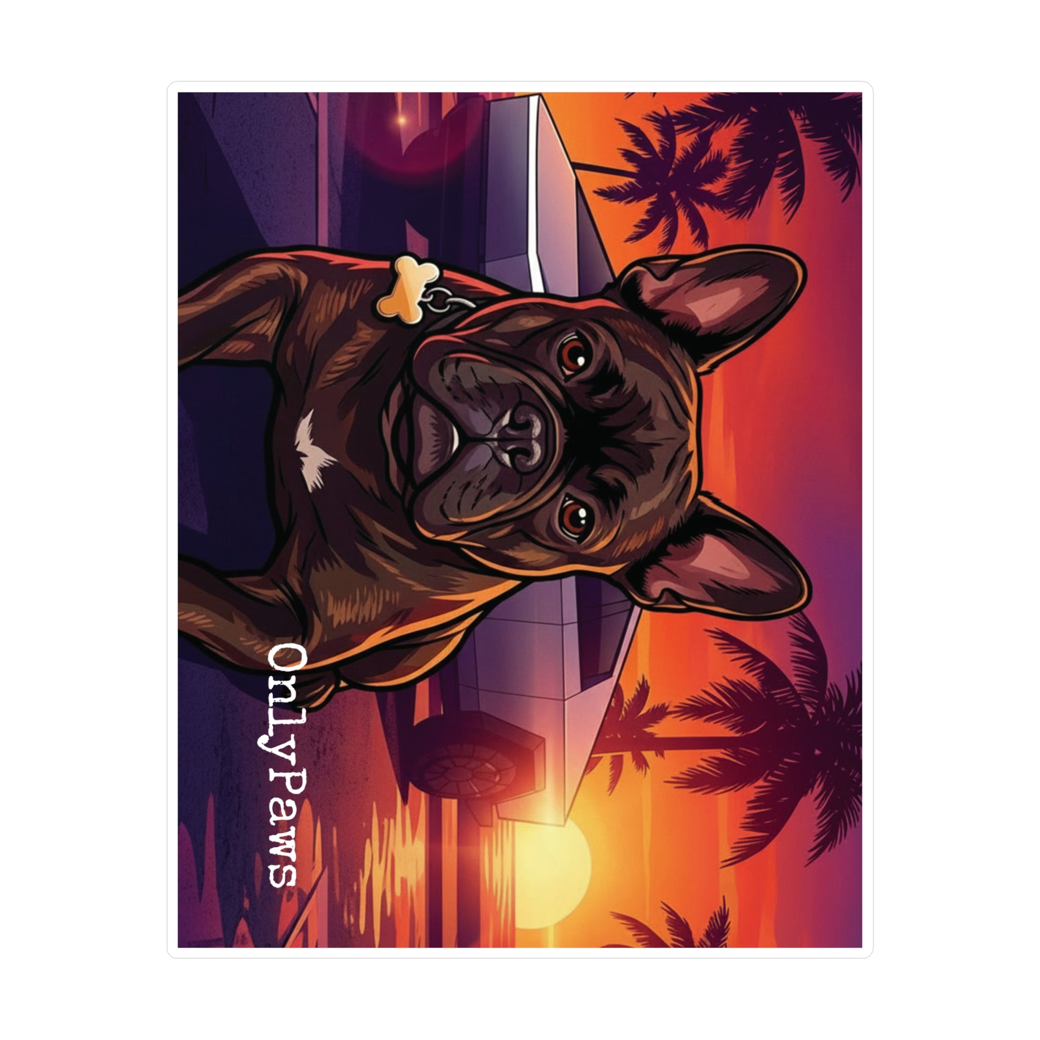 Mateo Edition French Bulldog Sunset Vinyl Decal — Kiss-Cut Dog Sticker (OnlyPaws)