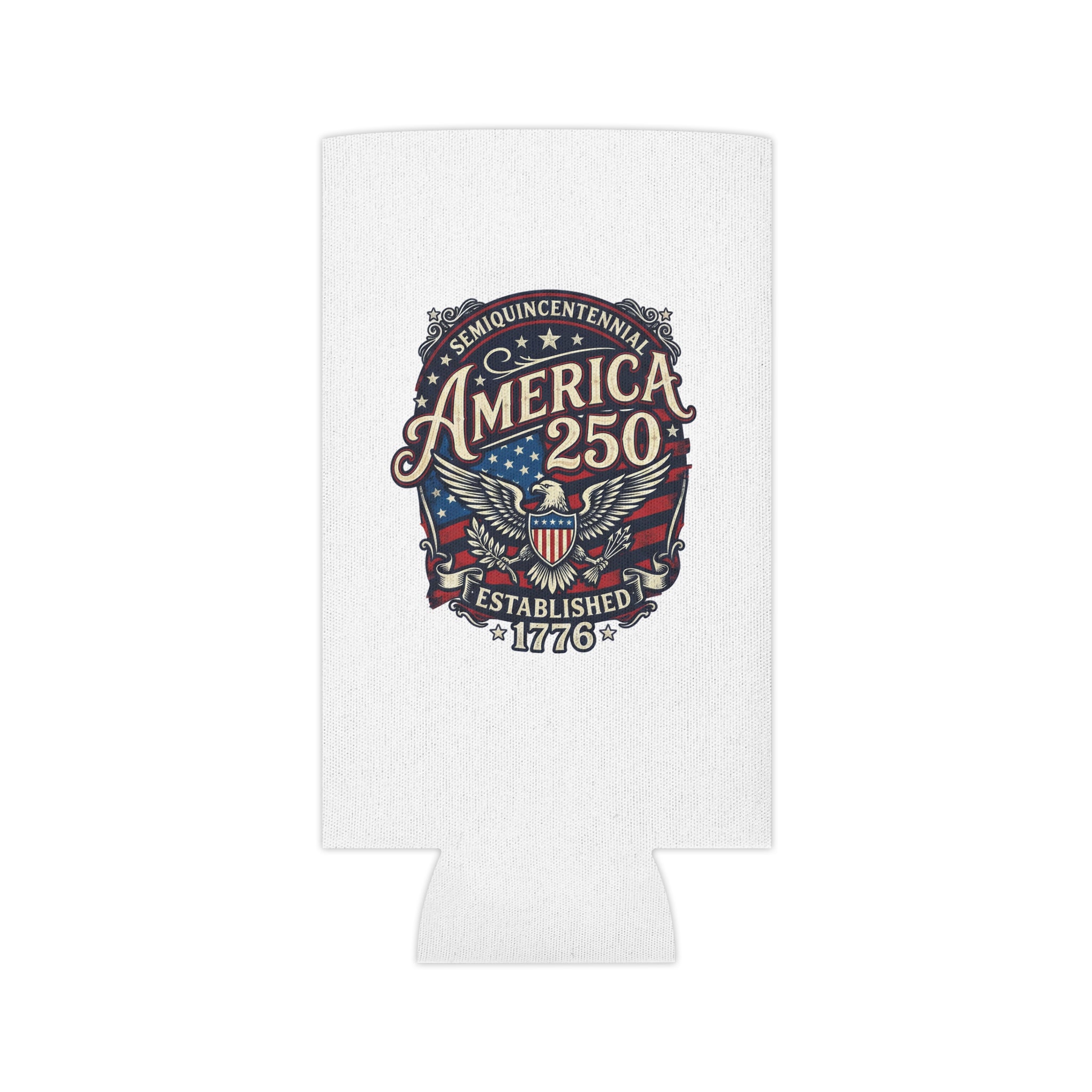 America 250 Can Cooler – Patriotic 1776 Semiquincentennial Beer Koozie