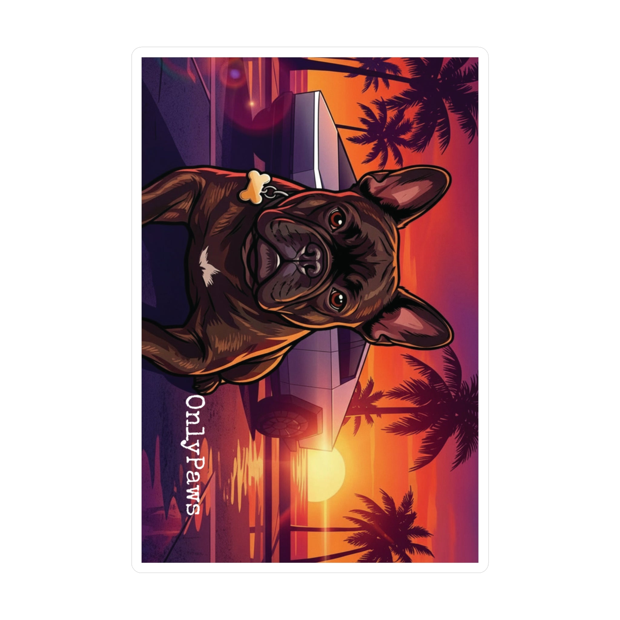 Mateo Edition French Bulldog Sunset Vinyl Decal — Kiss-Cut Dog Sticker (OnlyPaws)