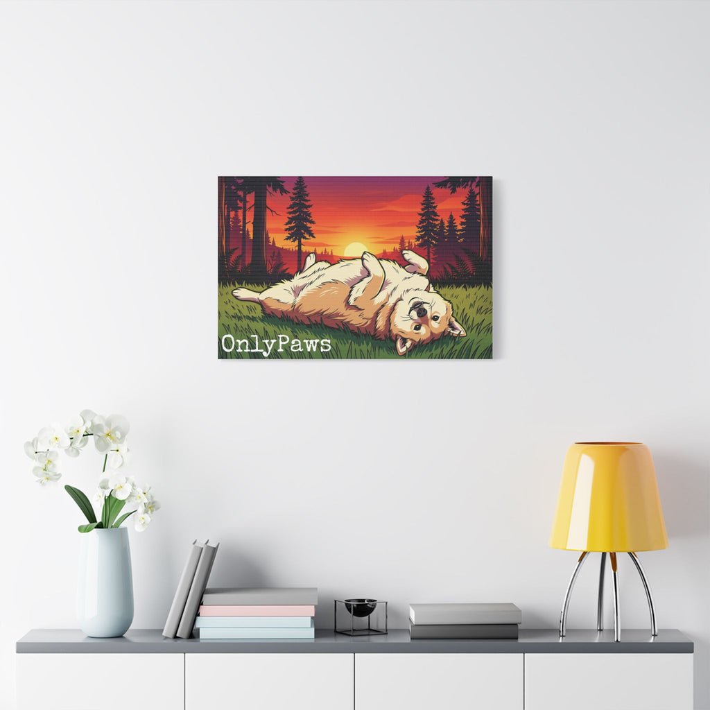 Cory the Corgi OnlyPaws Sunset Canvas Print — Stretched Satin Wall Art