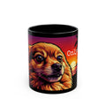 OnlyPaws Sunset Dog Mug — Black Ceramic Coffee Cup (11oz/15oz)
