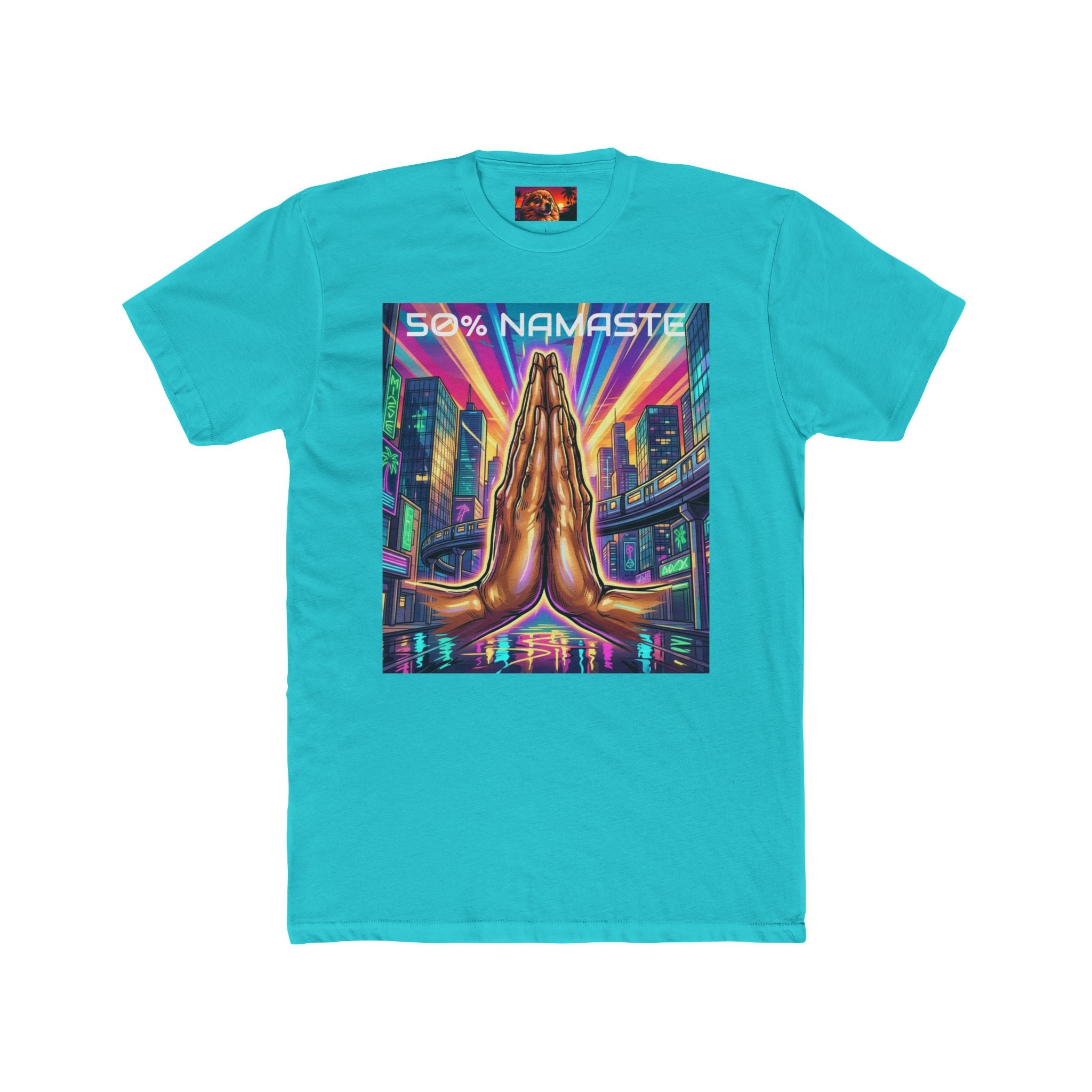 Namaste/Middle Finger Tee — "50% Namaste / 50% FAHK Off" Urban Yoga Tee