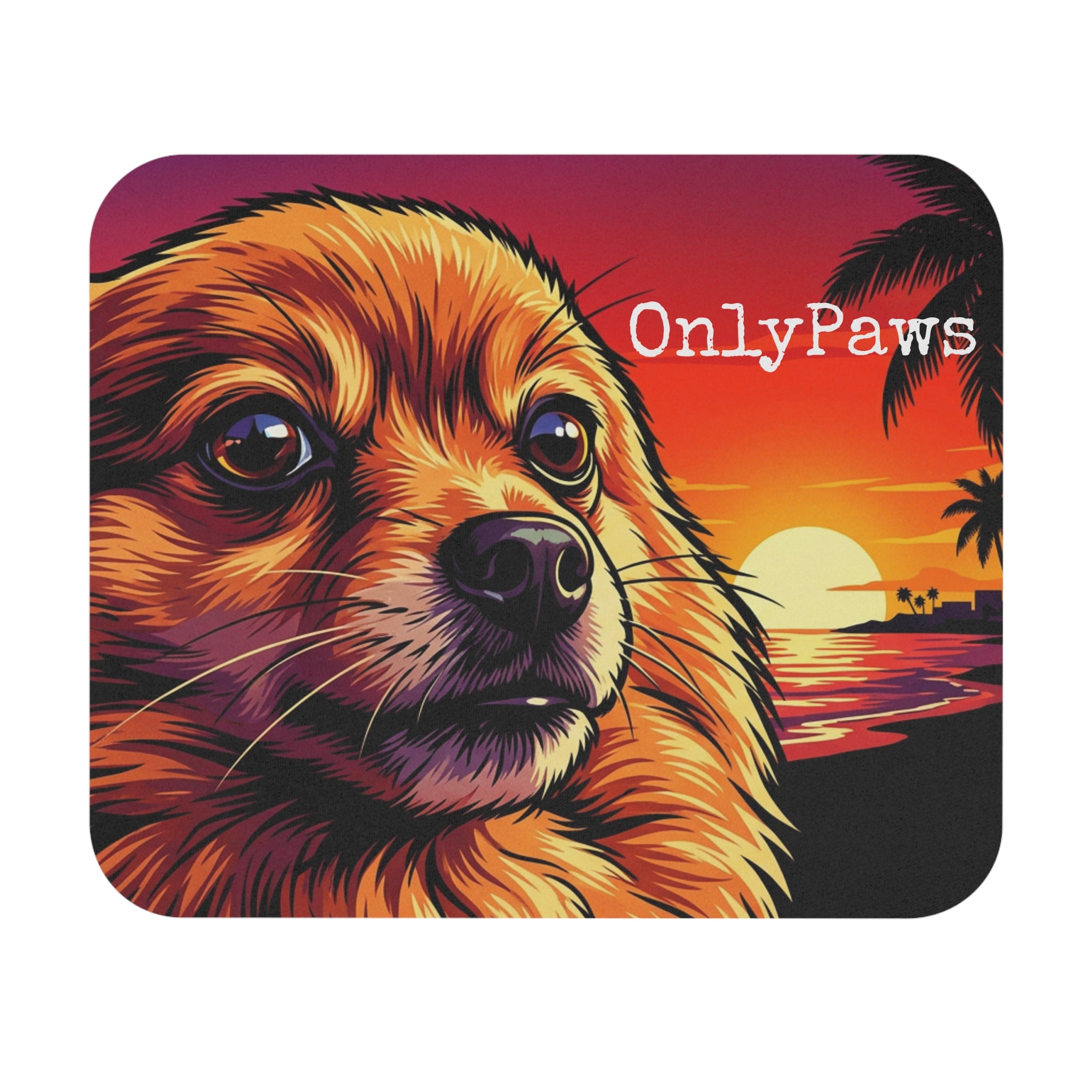 Dog Sunset Mouse Pad — 'OnlyPaws' Decorative Computer Desk Mat