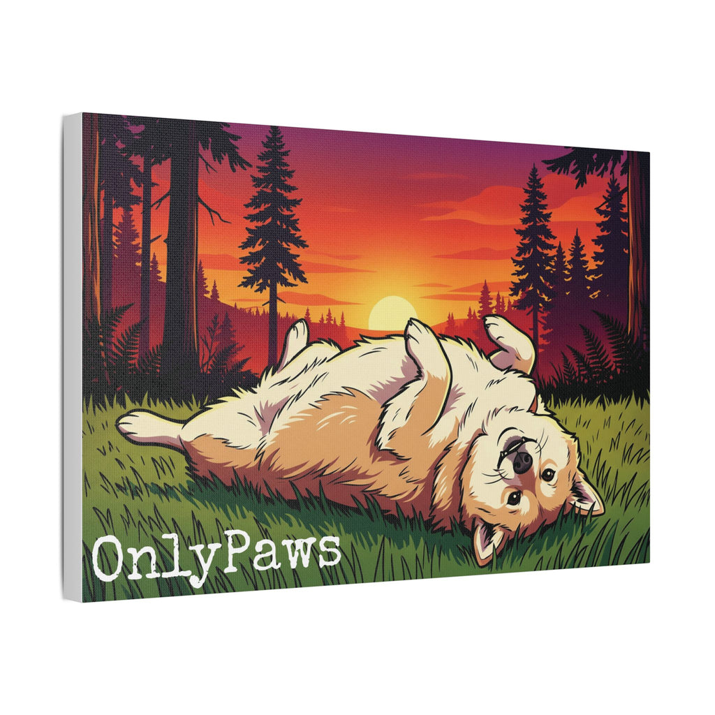 Cory the Corgi OnlyPaws Sunset Canvas Print — Stretched Satin Wall Art