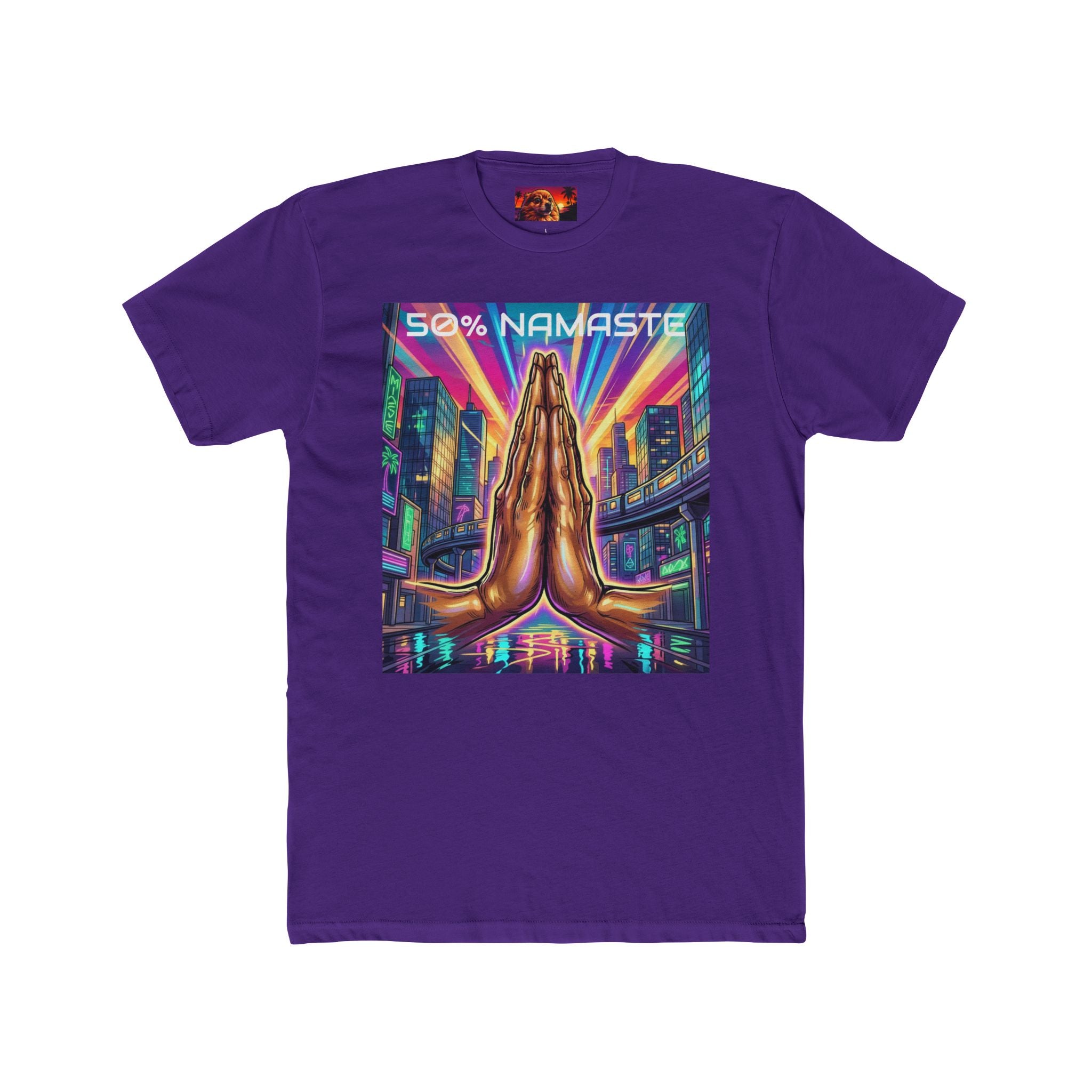 Namaste/Middle Finger Tee — "50% Namaste / 50% FAHK Off" Urban Yoga Tee