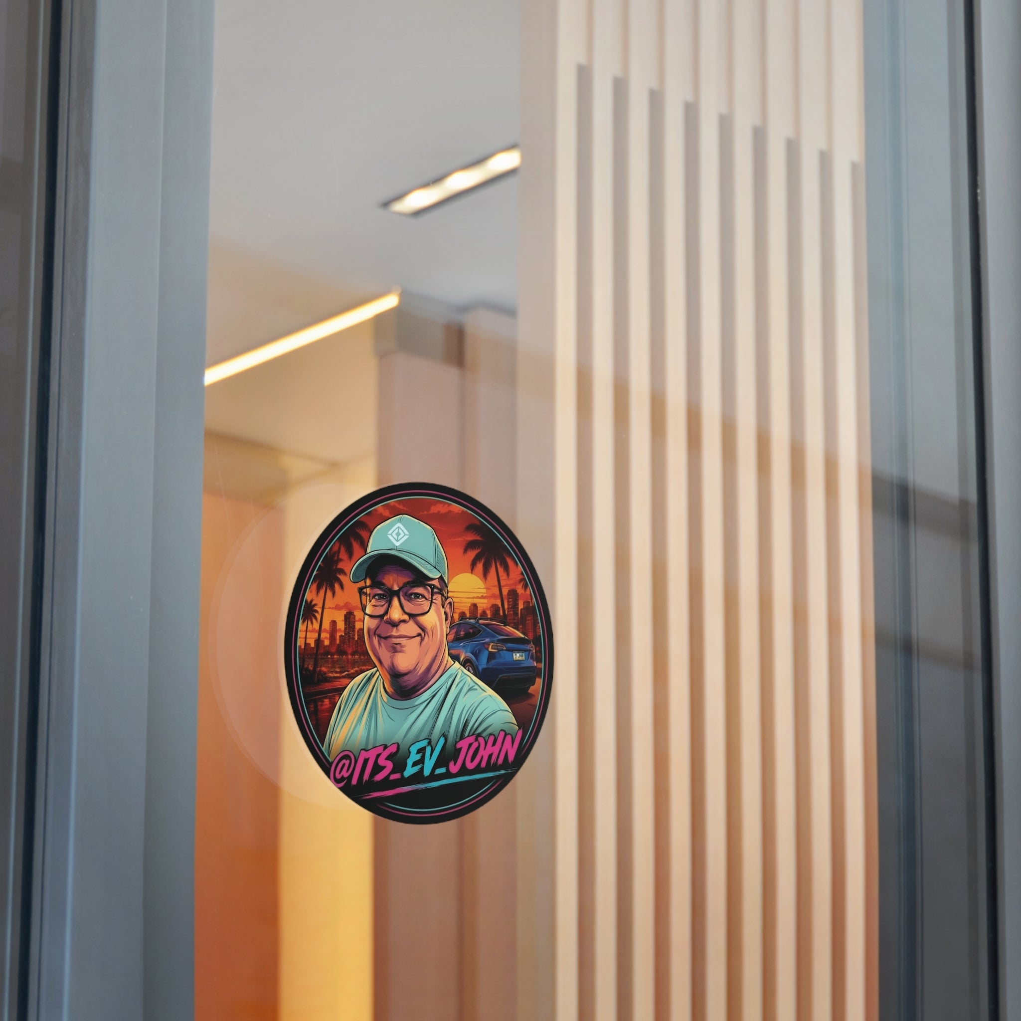 Round Vinyl Sticker — "Its_EV_John"