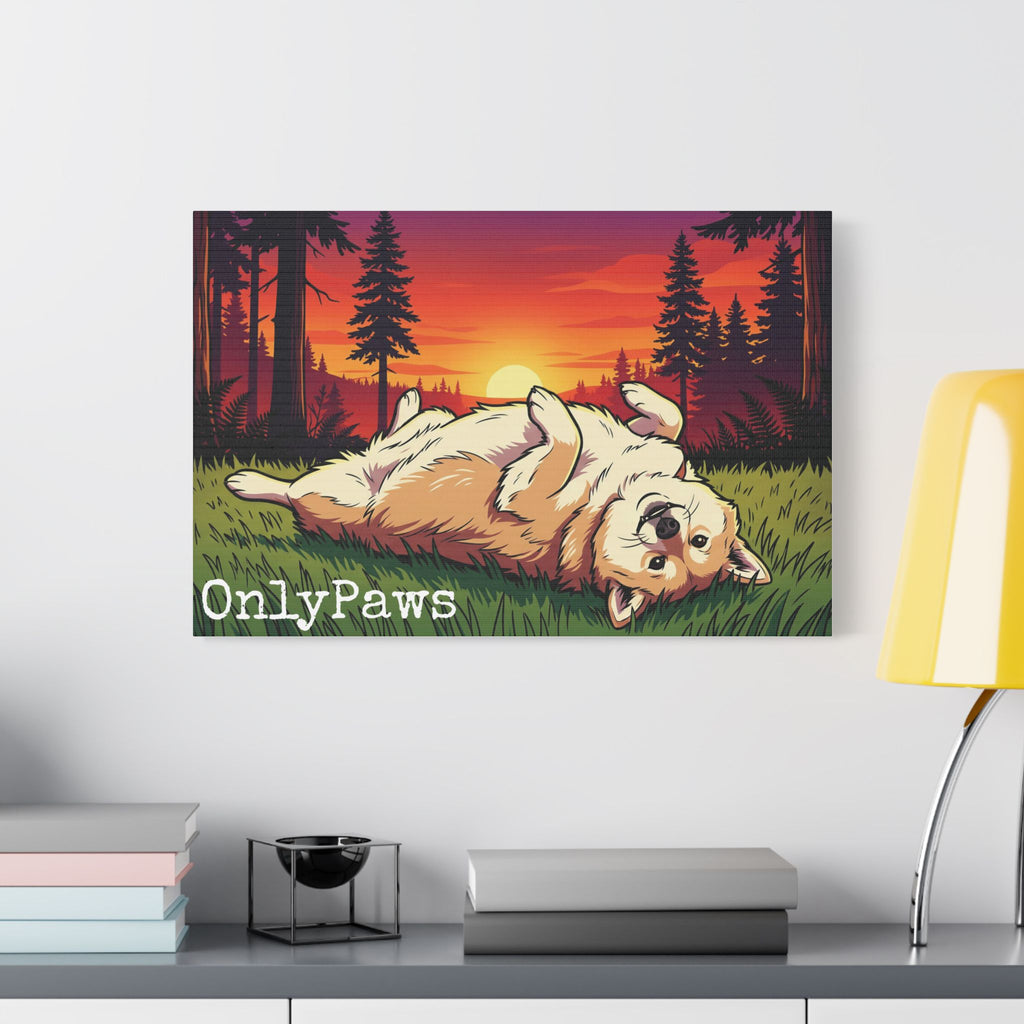 Cory the Corgi OnlyPaws Sunset Canvas Print — Stretched Satin Wall Art