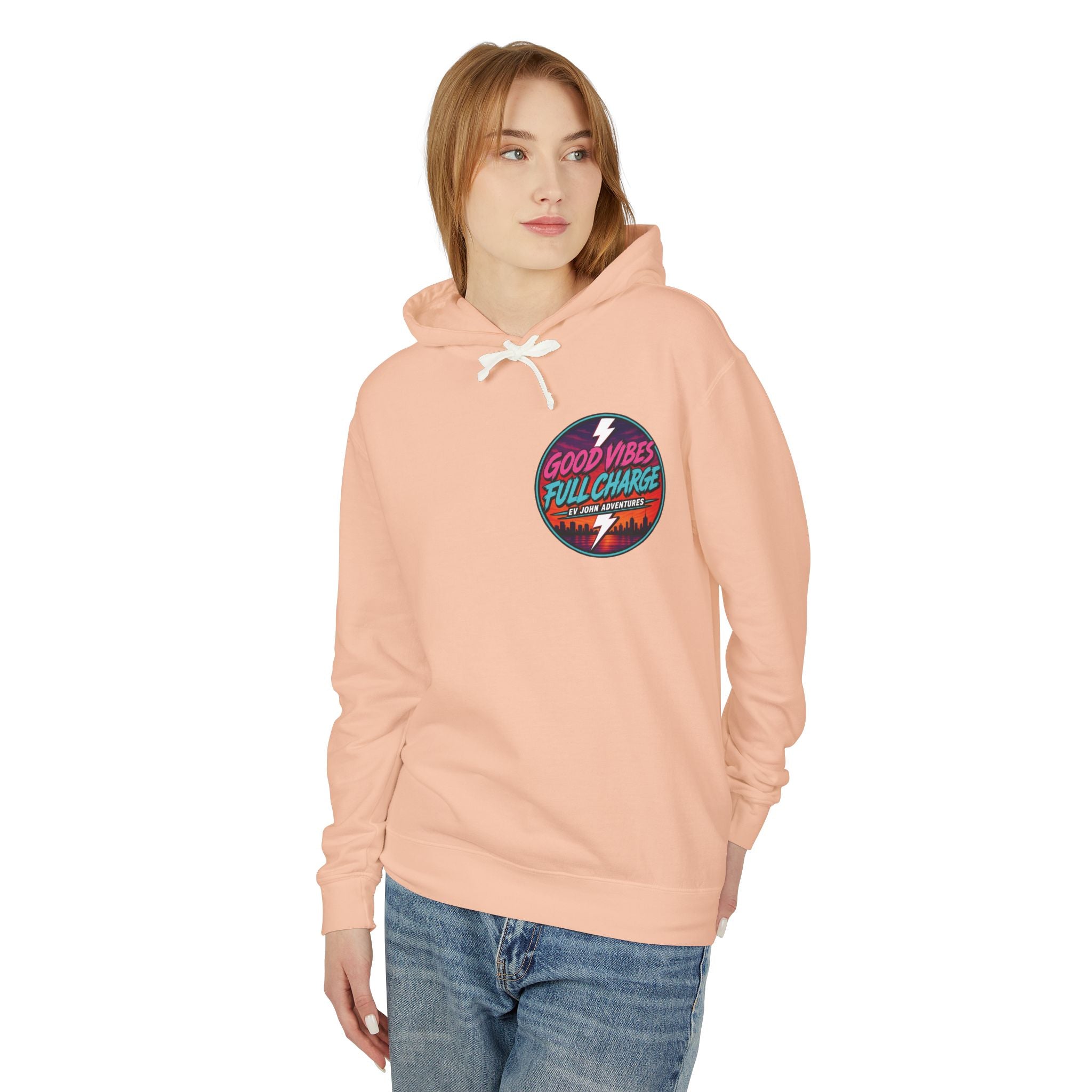 @Its_EV_John Hoodie — "Good Vibes. Full Charge."  Pullover (no pockets)