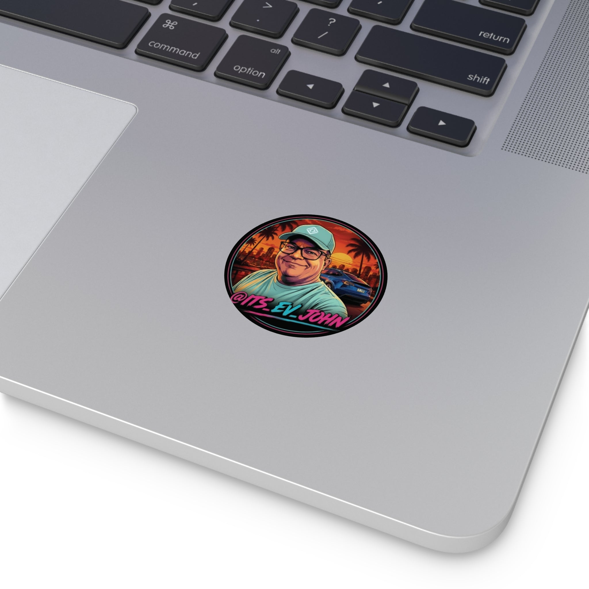 Round Vinyl Sticker — "Its_EV_John"