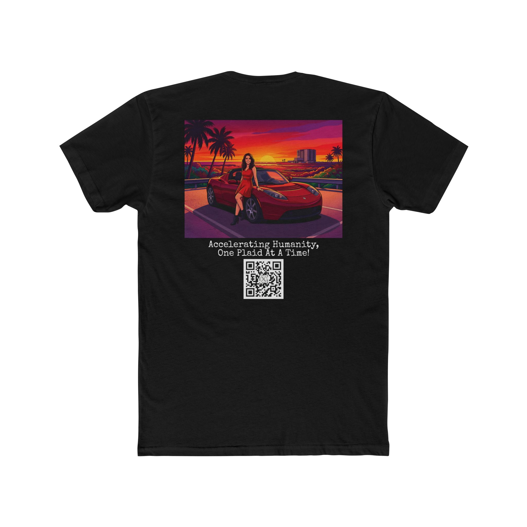 @EvasTeslaSPlaid "Accelerating Humanity, One Plaid At A Time" Cotton Tee