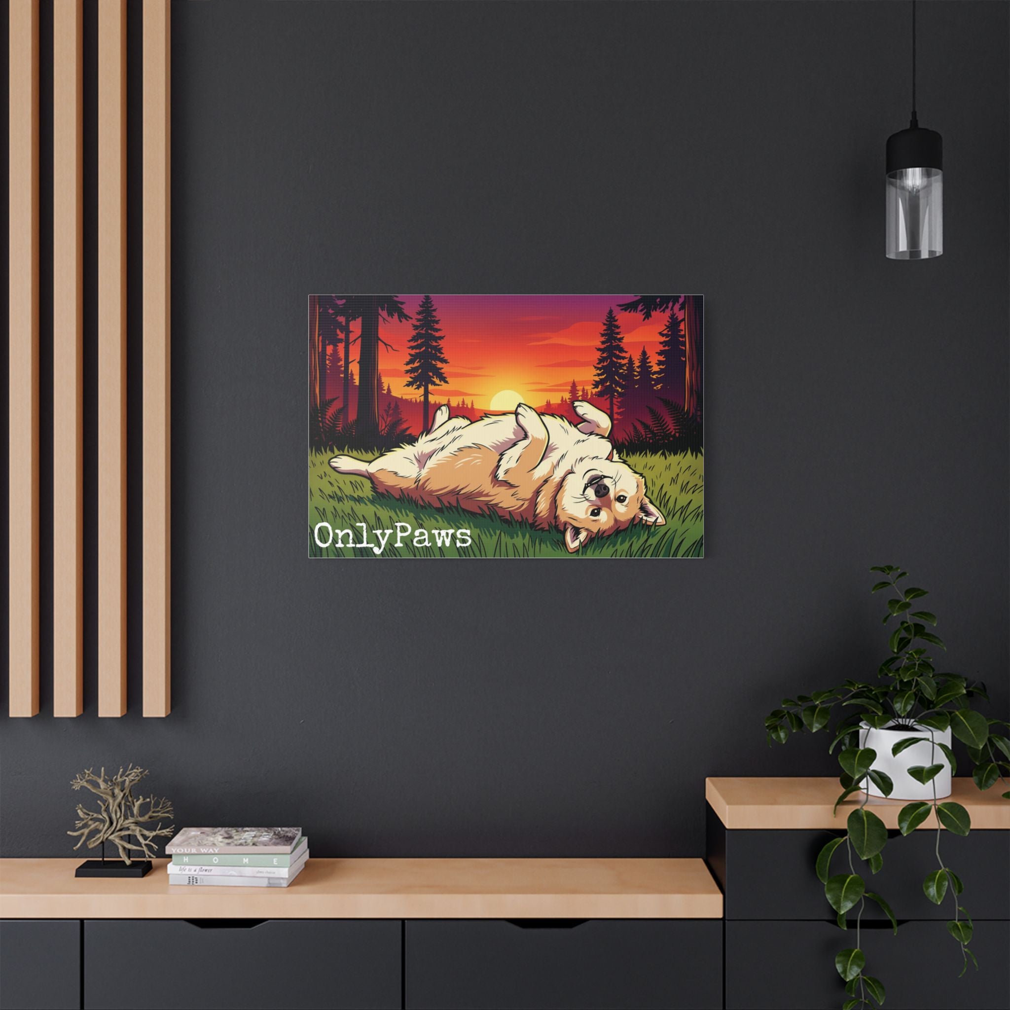 Cory the Corgi OnlyPaws Sunset Canvas Print — Stretched Satin Wall Art