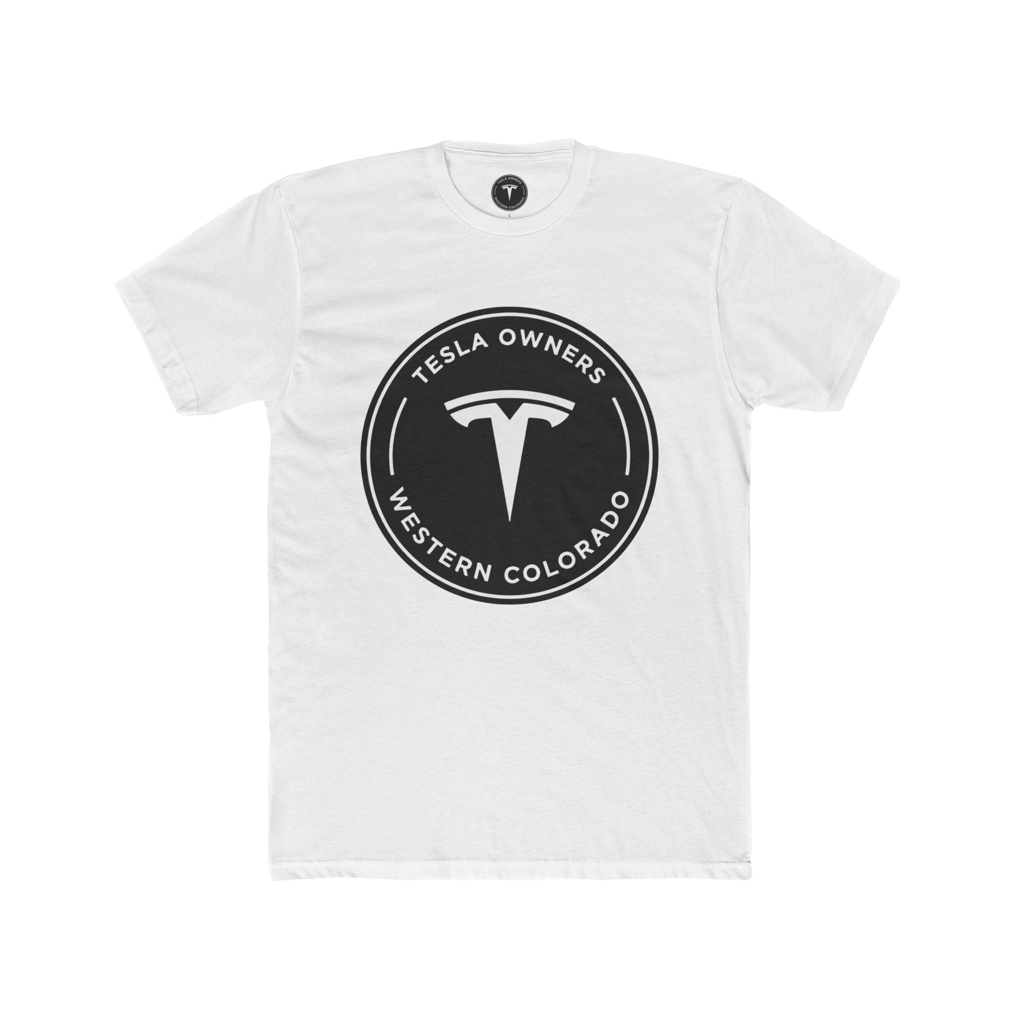 Tesla Owners Western Colorado T-Shirt (Black/White) LANDONoftheWEST (White)