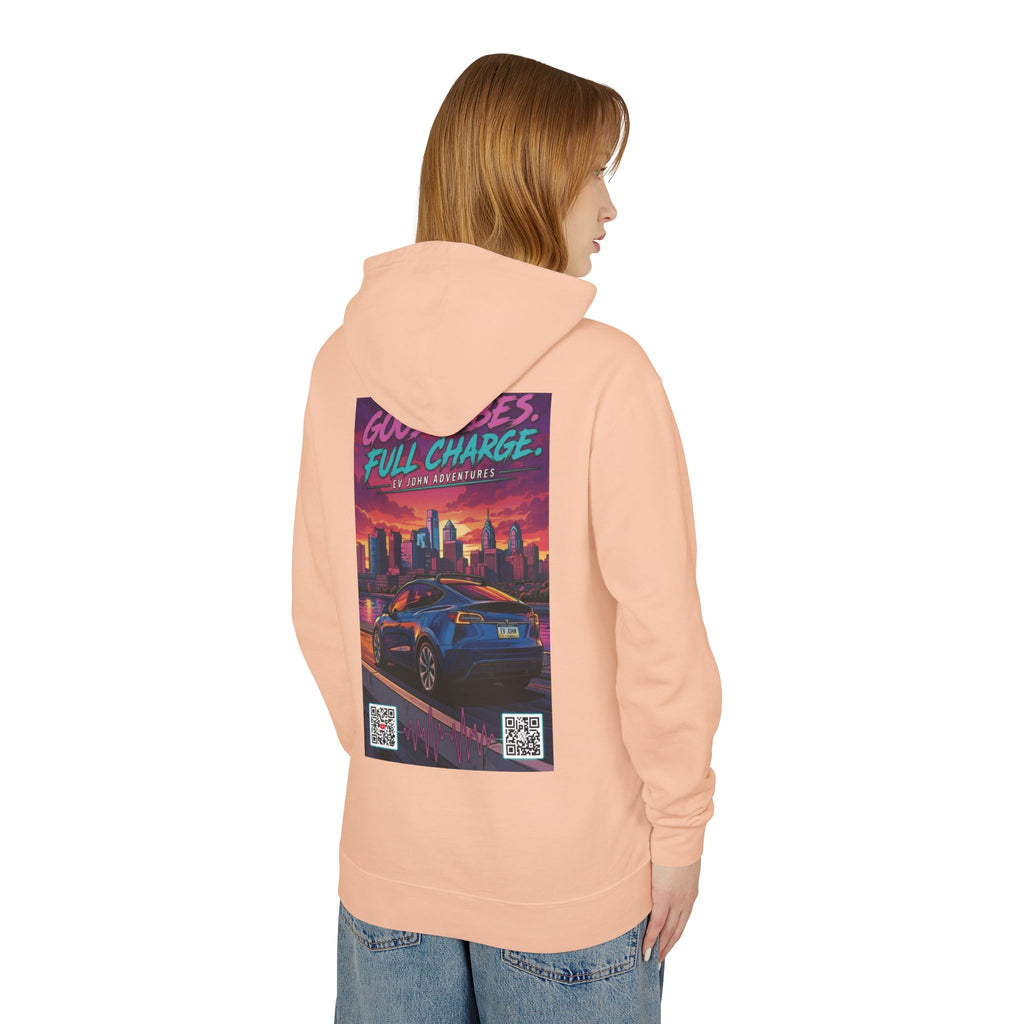 @Its_EV_John Hoodie — "Good Vibes. Full Charge."  Pullover (no pockets)