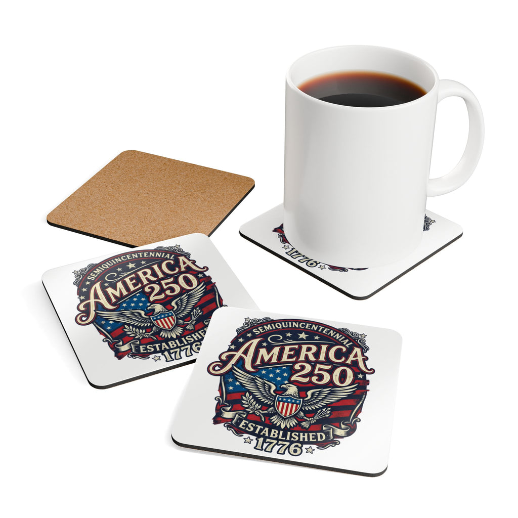 America 250 Corkwood Coaster Set — Established 1776