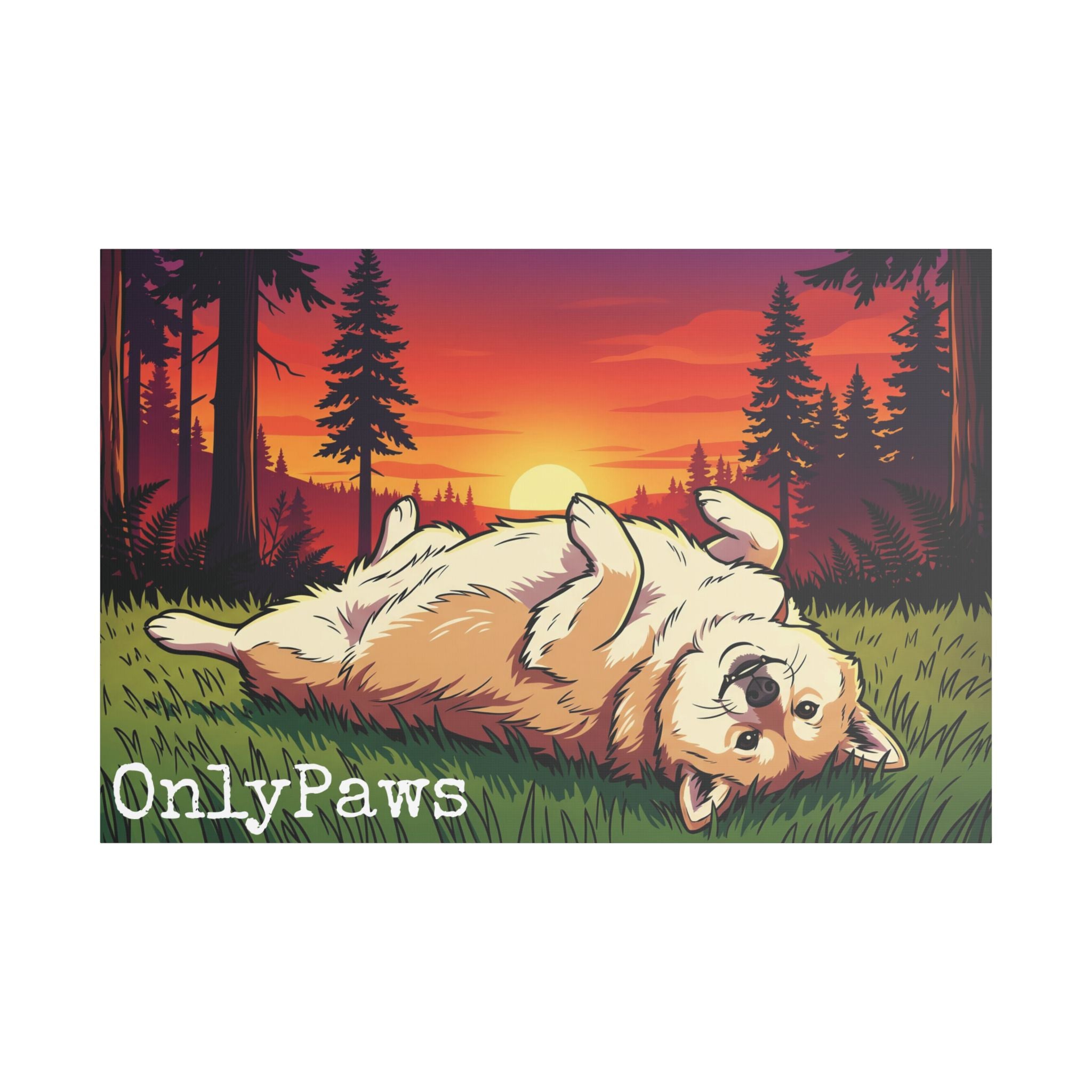 Cory the Corgi OnlyPaws Sunset Canvas Print — Stretched Satin Wall Art